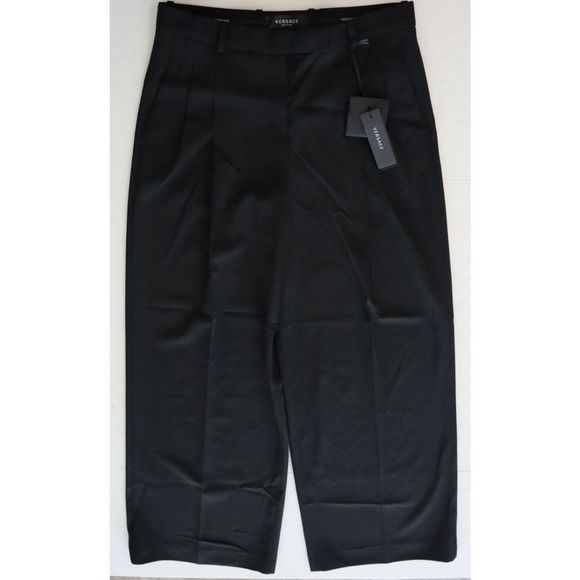 Versace Sz 42 US 6 Black Hi-Waisted Wool Wide Leg Pants Current Collection - Picture 3 of 12